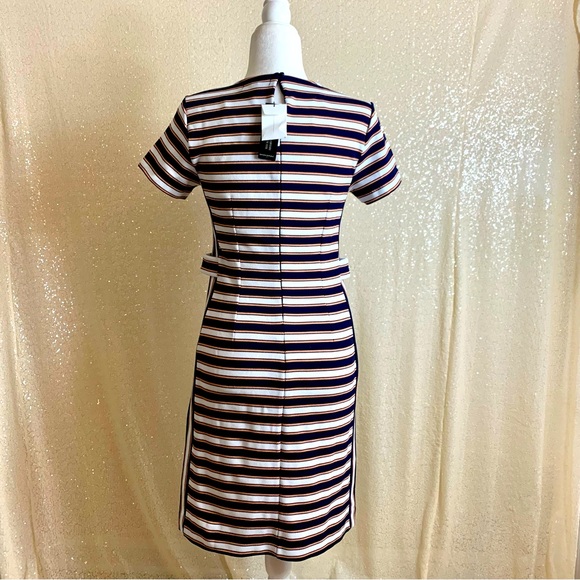 Banana Republic Navy, White, Peach Striped Sheath Dress Short Sleeve NWT - Picture 2 of 7